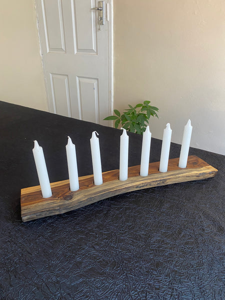 Tambotie Wood Candle Holder - 7 holes - Crystal Geological