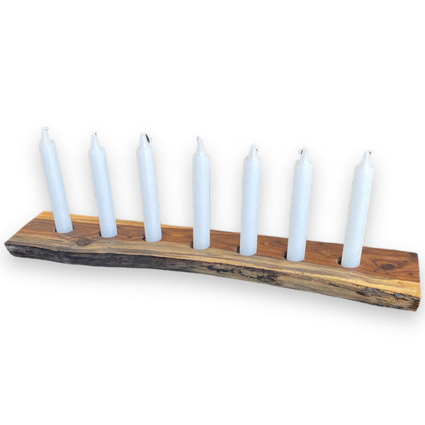 Tambotie Wood Candle Holder - 7 holes - Crystal Geological