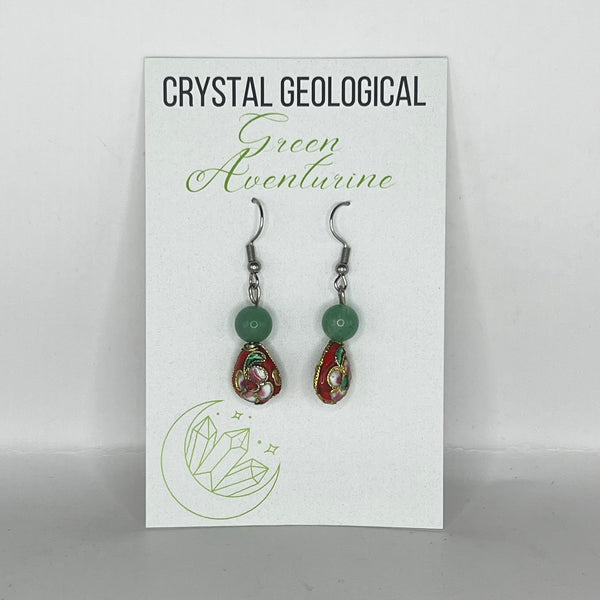 Assorted Gemstone and Cloisonné Beaded Earring Pairs - Crystal Geological