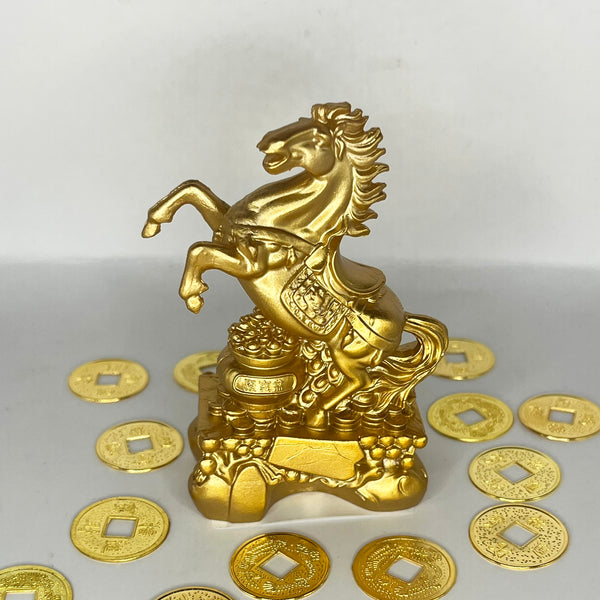 Fengshui Horse Statue - Golden Small - Crystal Geological