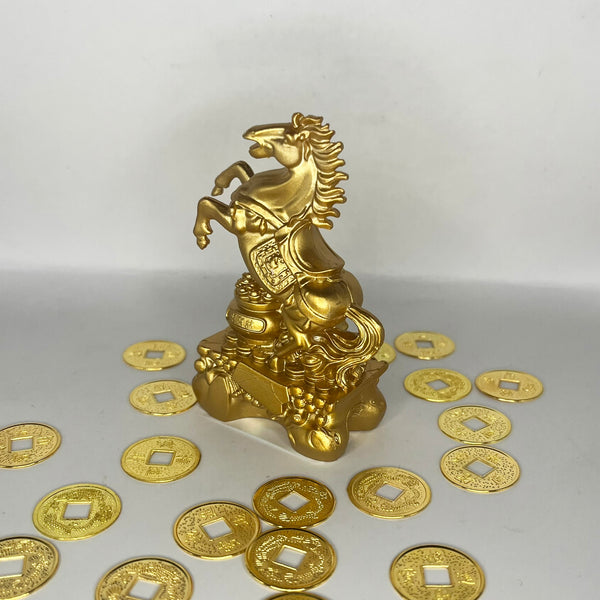 Fengshui Horse Statue - Golden Small - Crystal Geological