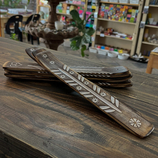 Assorted Wooden Patterned Incense Holders - 25cm