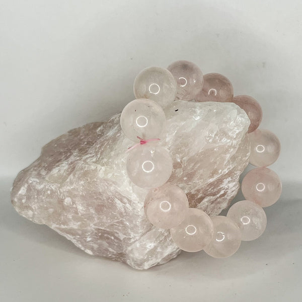 Rose Quartz Round Bead Bracelets - Crystal Geological