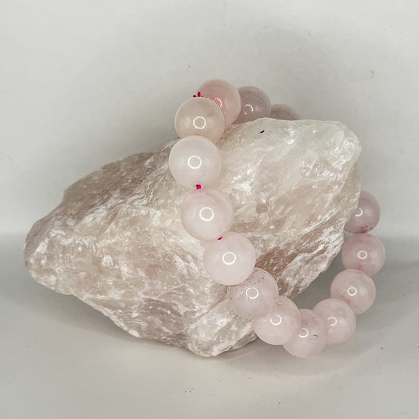 Rose Quartz Round Bead Bracelets - Crystal Geological