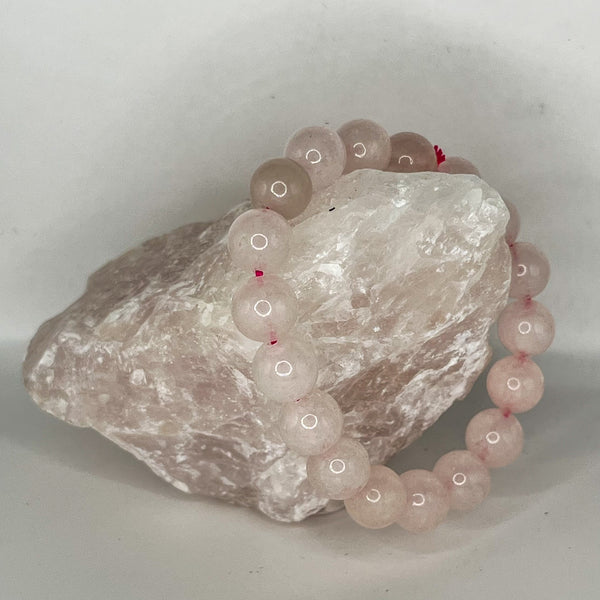 Rose Quartz Round Bead Bracelets - Crystal Geological