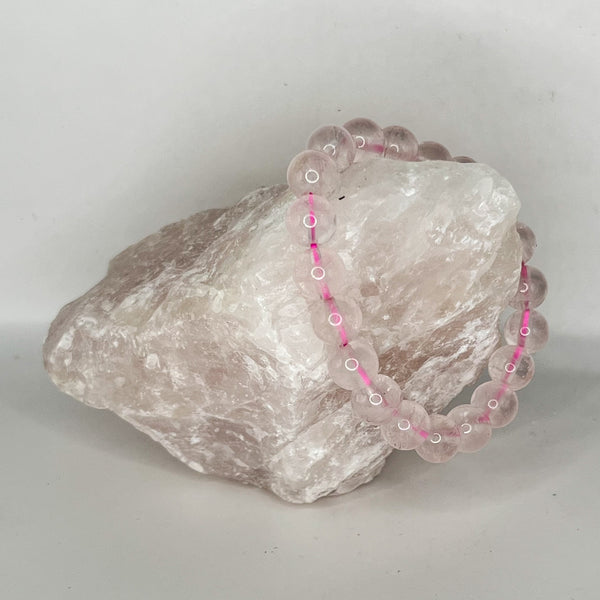 Rose Quartz Round Bead Bracelets - Crystal Geological