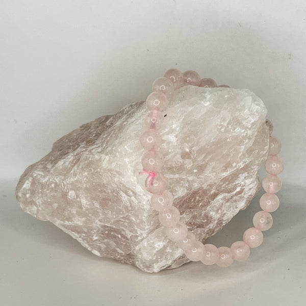 Rose Quartz Round Bead Bracelets - Crystal Geological