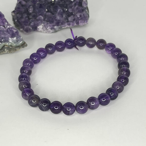 Amethyst Round Bead Bracelets - Crystal Geological