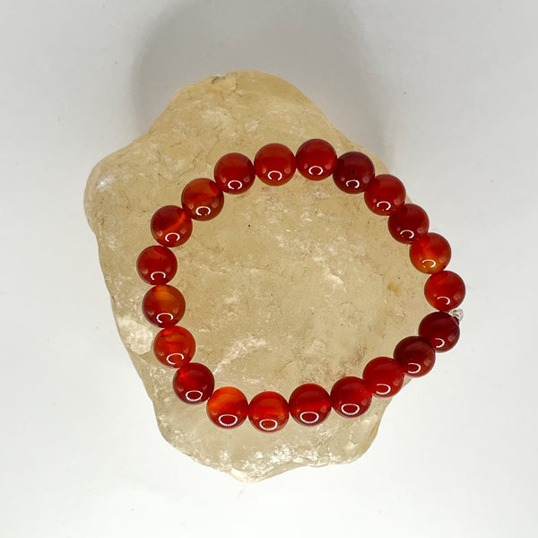 Carnelian Round Bead Bracelets - Crystal Geological