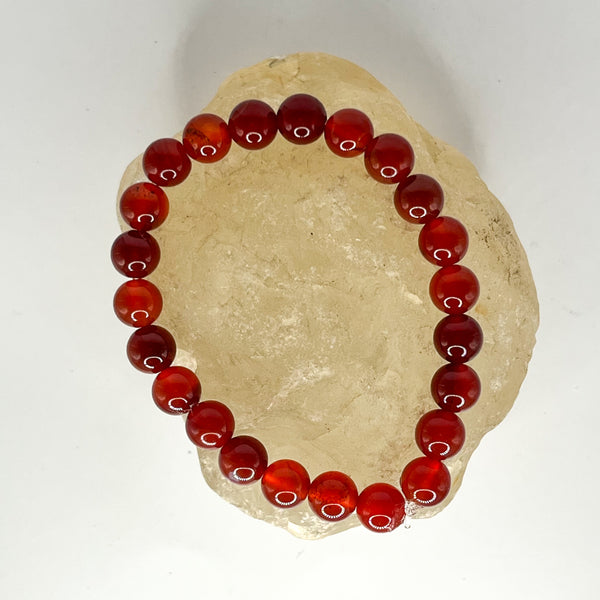 Carnelian Round Bead Bracelets - Crystal Geological
