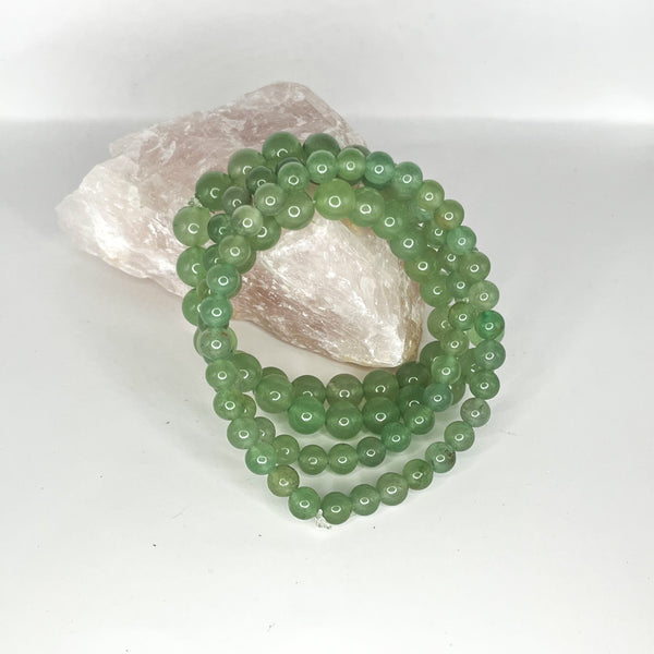 Green Aventurine Round Bead Bracelets - Crystal Geological