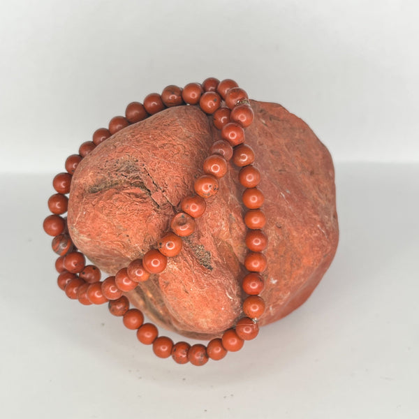 Red Jasper Round Bead Bracelets - Crystal Geological