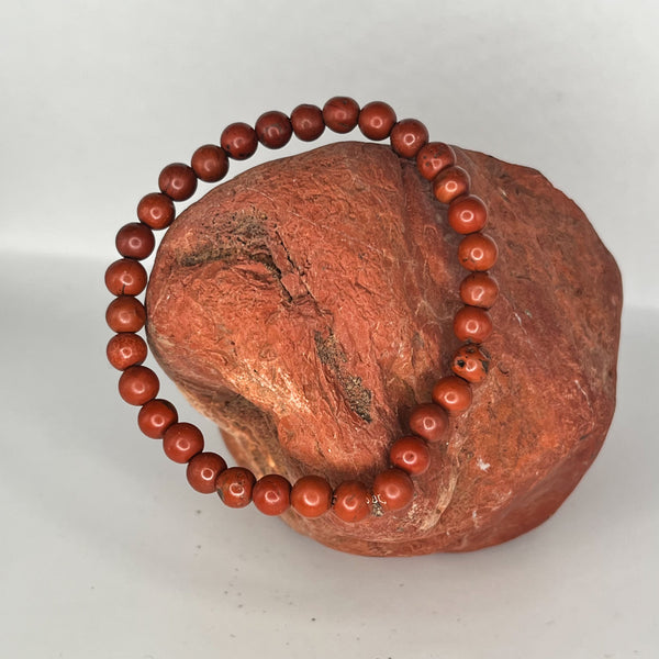 Red Jasper Round Bead Bracelets - Crystal Geological