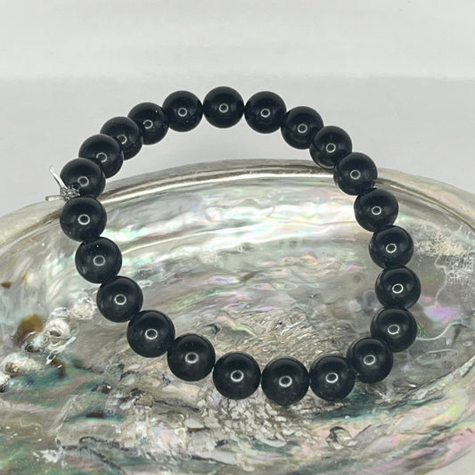 Blue Sandstone Round Bead Bracelets