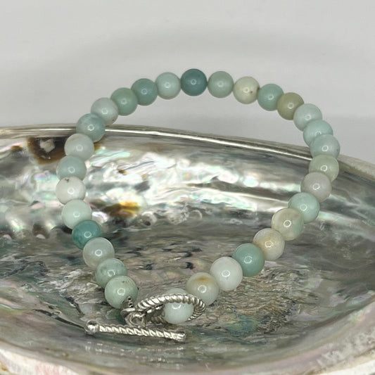 Amazonite Round Bead Bracelet  with Clasp