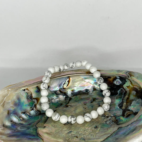 Howlite Round Bead Bracelets - Crystal Geological