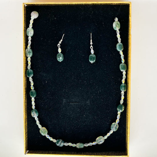 Moss Agate Beaded Necklace