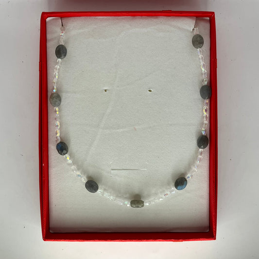 Faceted Labradorite & Glass Facet Necklace