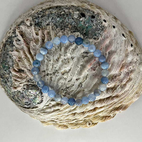 Blue Chalcedony Round Bracelet - Crystal Geological