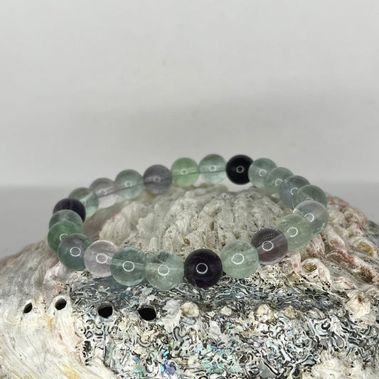 Fluorite Round Bead Bracelet