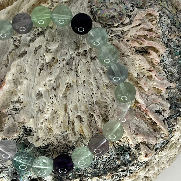Fluorite Round Bead Bracelet - Crystal Geological
