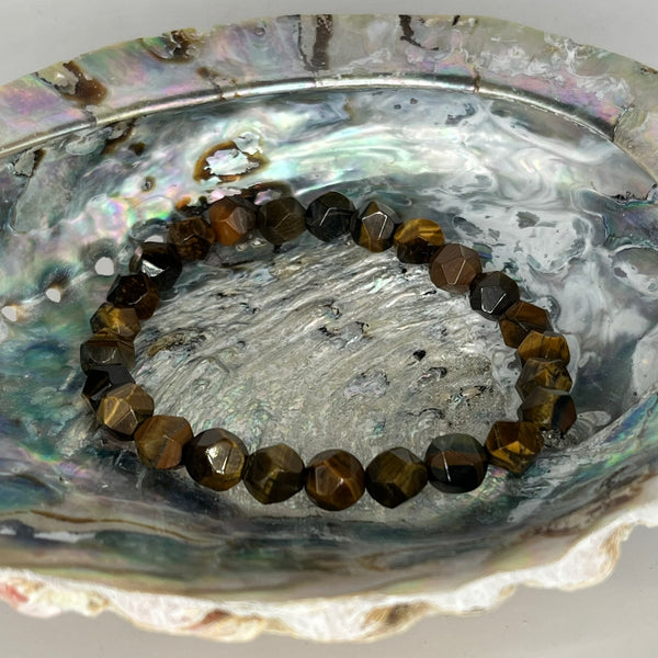 Tiger Eye Round Bead Bracelet - Crystal Geological