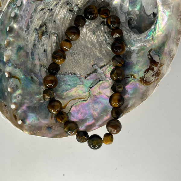 Tiger Eye Round Bead Bracelet - Crystal Geological