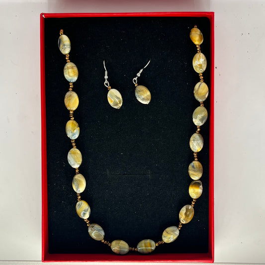 Golden Pietersite Beaded Necklace- 54cm