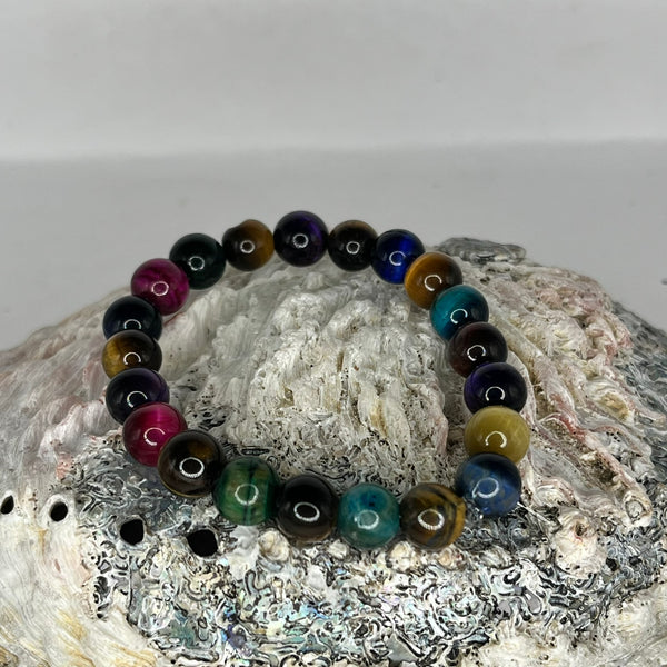 Tiger Eye Round Bead Bracelet - Crystal Geological