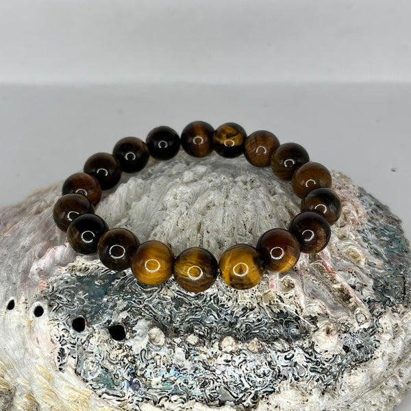 Tiger Eye Round Bead Bracelet - Crystal Geological