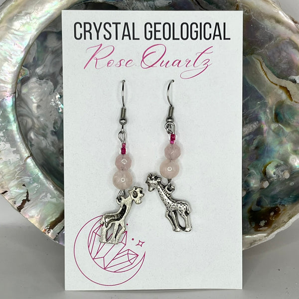 Assorted Rose Quartz Beaded Earring - Crystal Geological