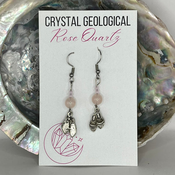 Assorted Rose Quartz Beaded Earring - Crystal Geological