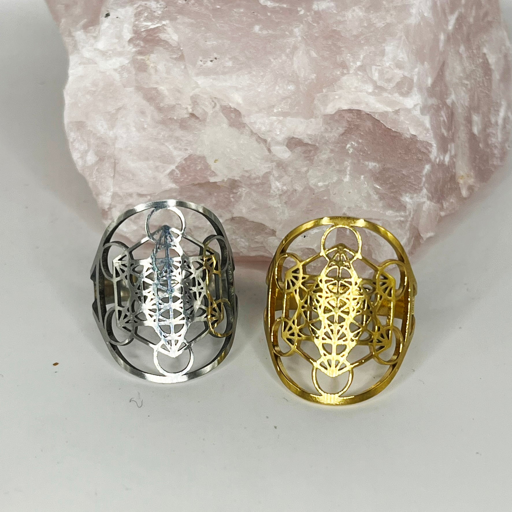 Assorted Stainless Steel Metatron Ring – Crystal Geological
