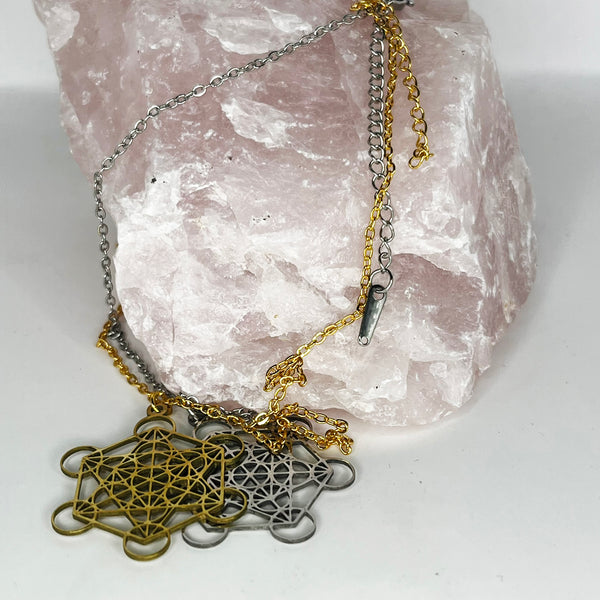 Stainless Steel Metatron Cube Chain - Crystal Geological