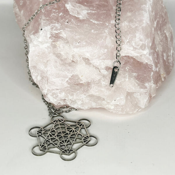 Stainless Steel Metatron Cube Chain - Crystal Geological