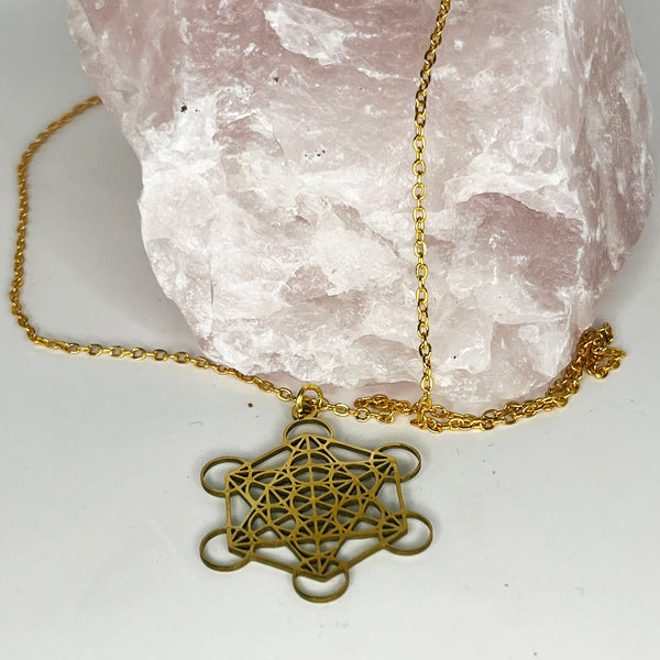 Stainless Steel Metatron Cube Chain - Crystal Geological