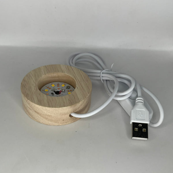 Assorted Light USB LED Light Bases - 6cm - Crystal Geological