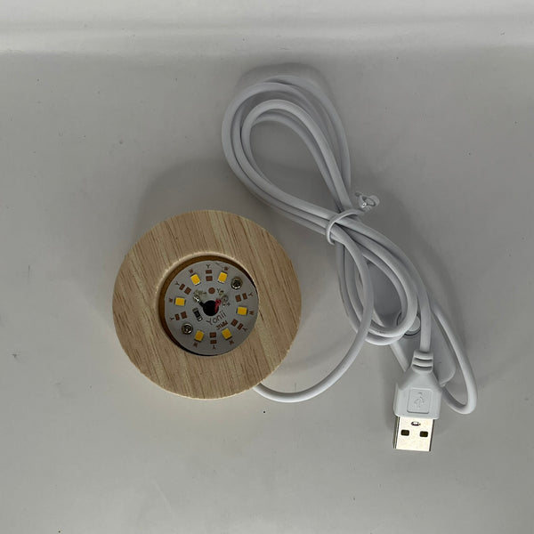 Assorted Light USB LED Light Bases - 6cm - Crystal Geological