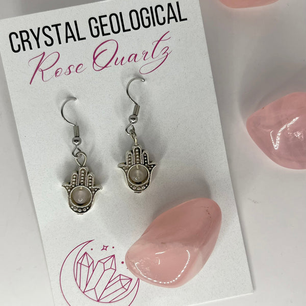 Assorted Rose Quartz Beaded Earring - Crystal Geological