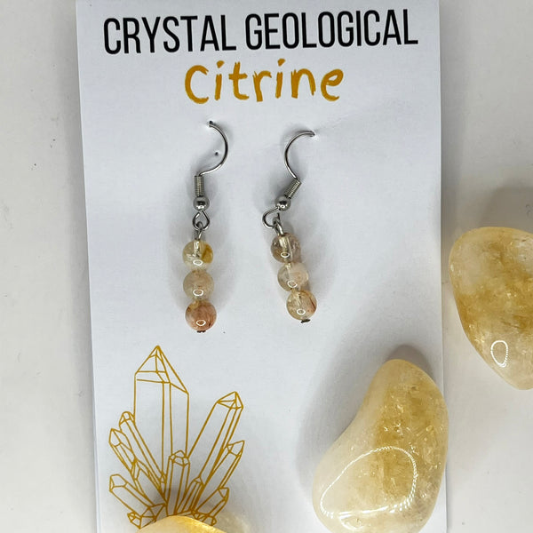 Citrine Beaded Earrings - Crystal Geological