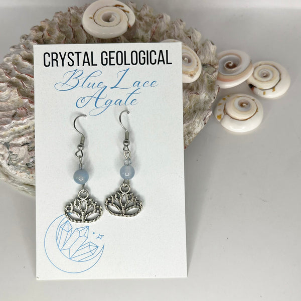 Assorted Blue Lace Agate Earring Pair - Crystal Geological