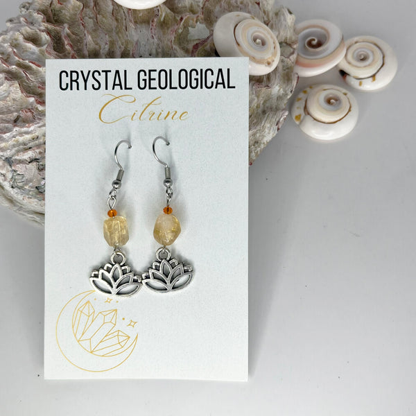 Citrine Beaded Earrings - Crystal Geological