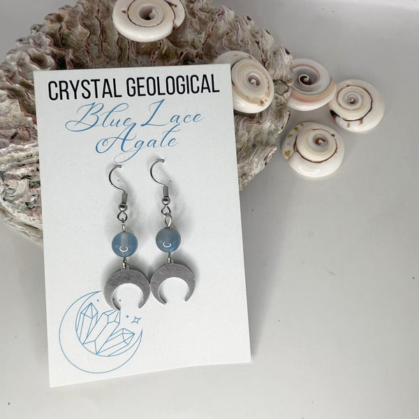 Assorted Blue Lace Agate Earring Pair - Crystal Geological