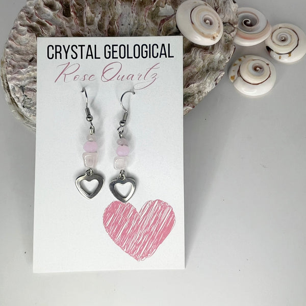 Assorted Rose Quartz Beaded Earring - Crystal Geological