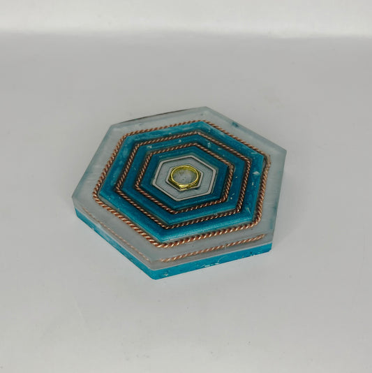 Large Hexagon -  Blue/White - Orgonite