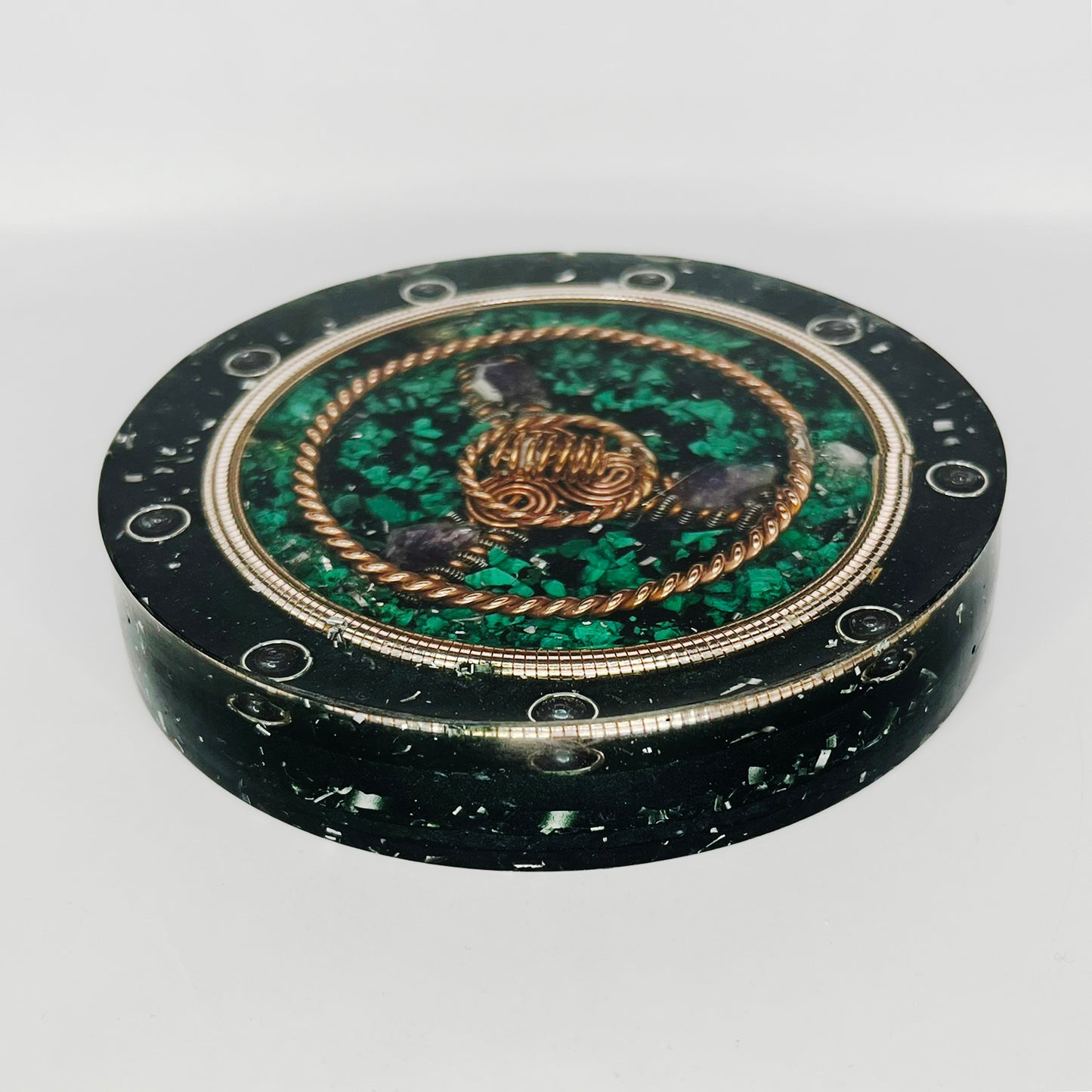 Green and Black Coaster Orgonite