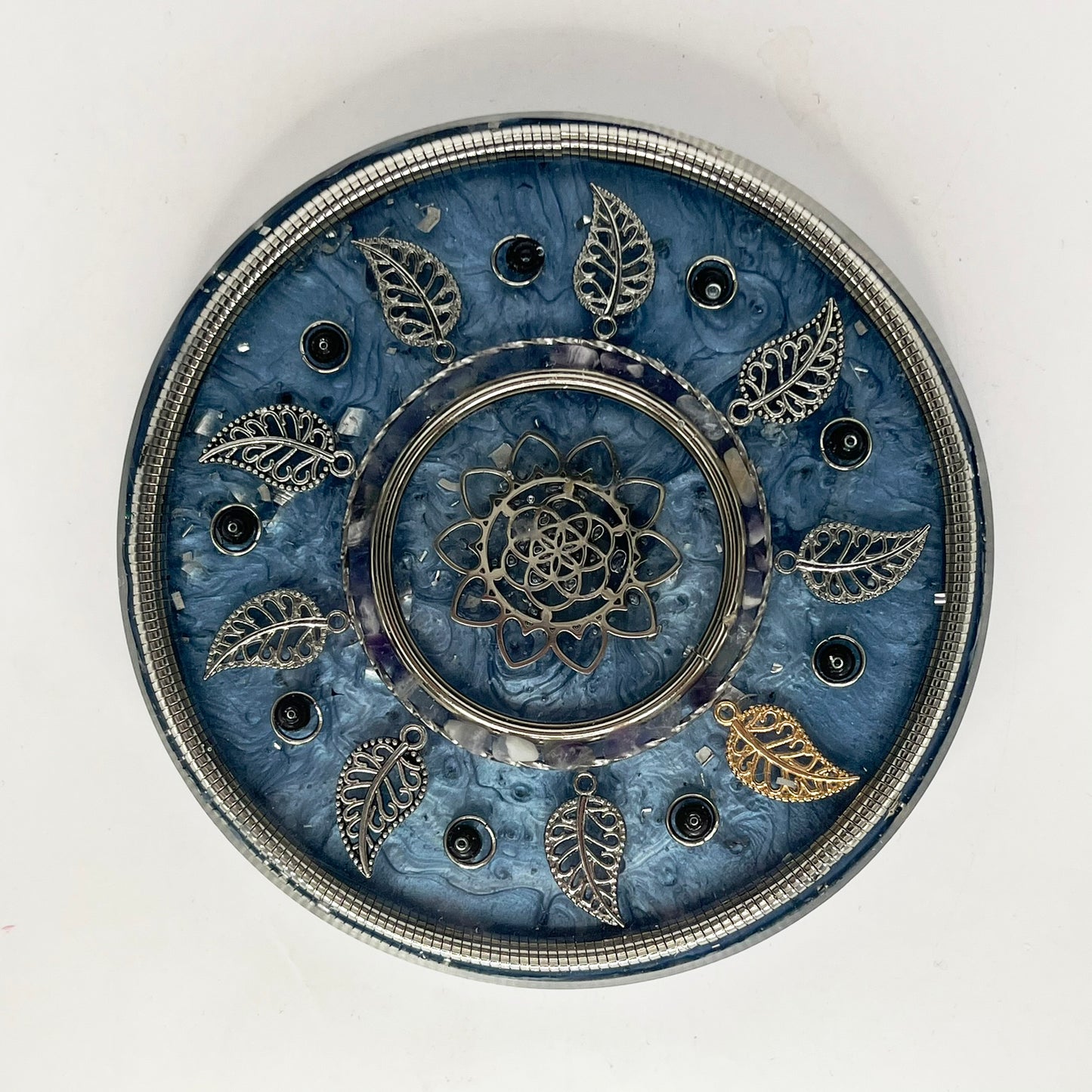 Blue Leaf Coaster - Orgonite