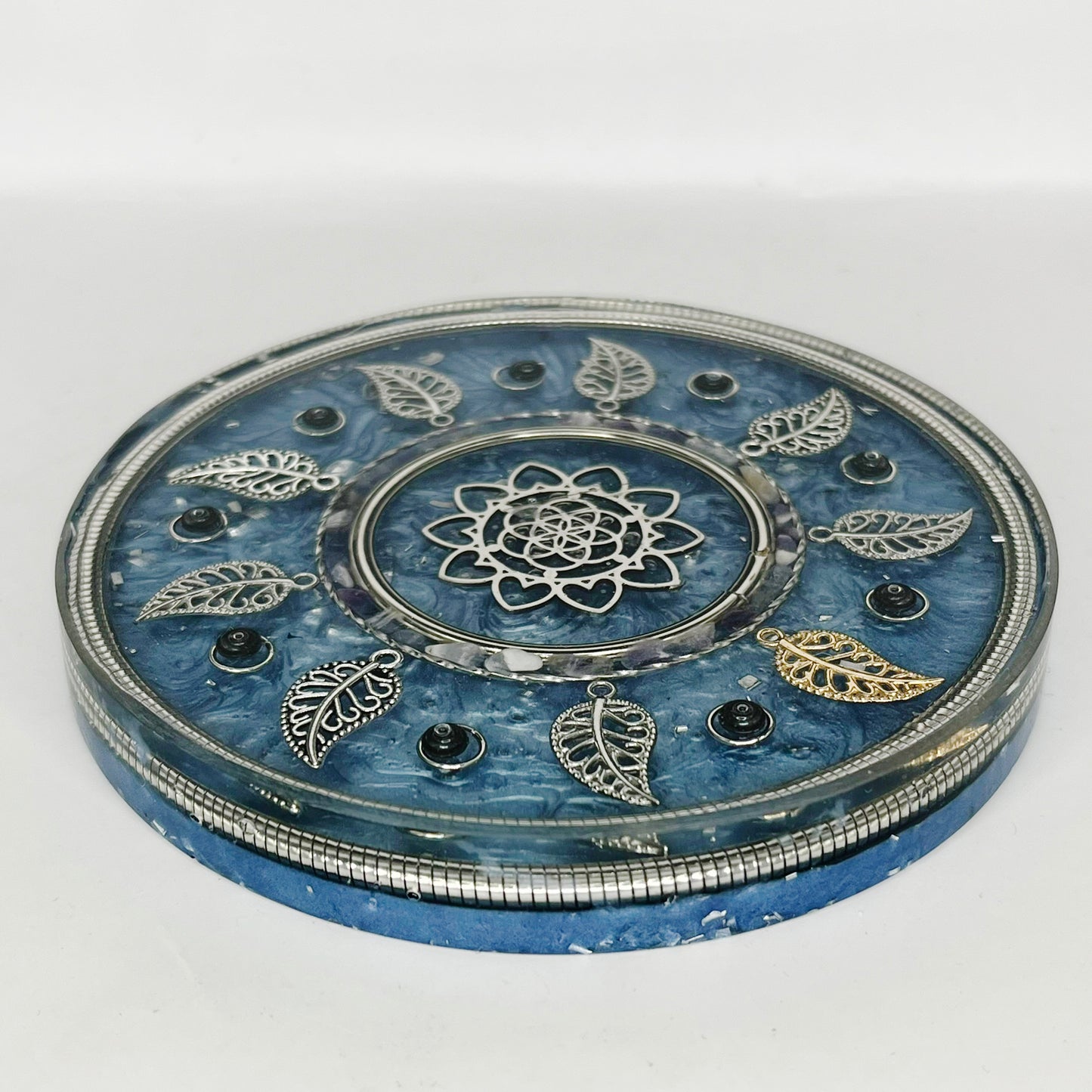 Blue Leaf Coaster - Orgonite