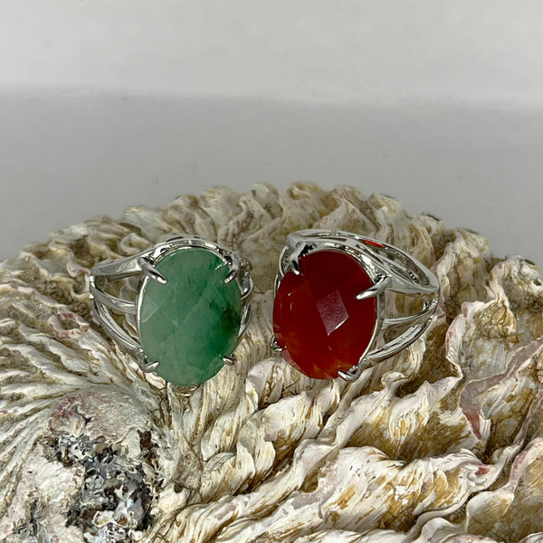 Assorted Oval Facet Gemstone Ring Adjustable