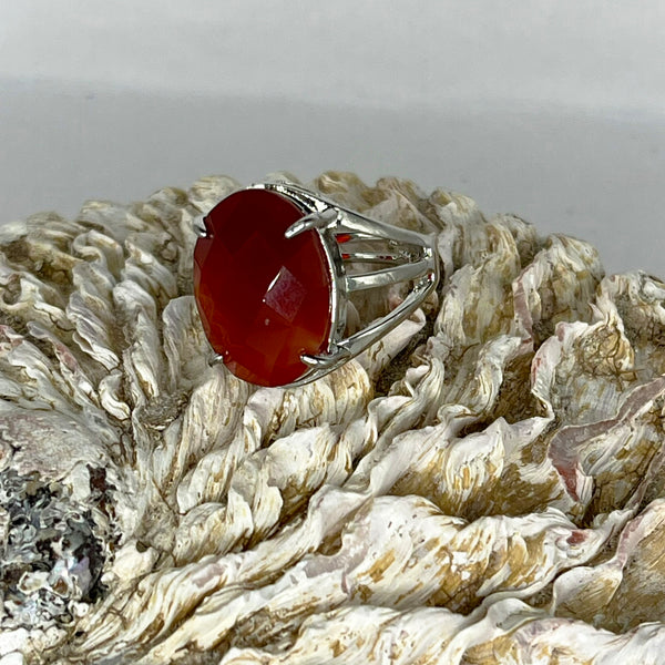 Assorted Oval Facet Gemstone Ring Adjustable